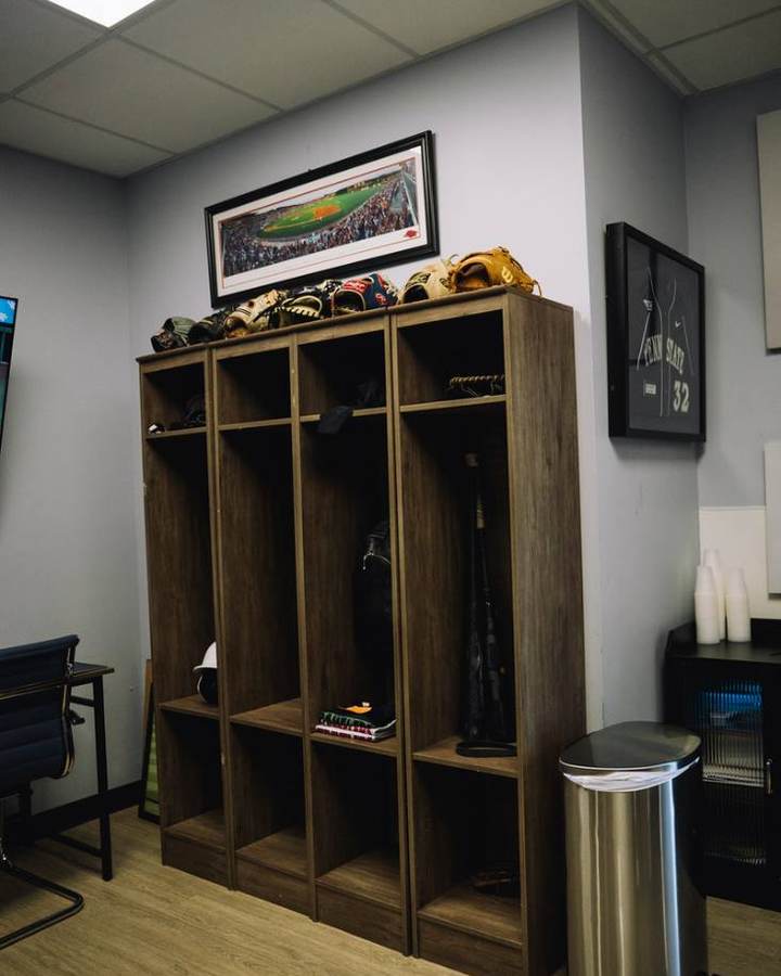 Wood lockers for member gear